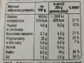 Tabela wartości odżywczych pizzy capriciosa: 428 kcal w porcji (połowa pizzy), 21% RWS tłuszczu, 25% RWS węglowodanów.