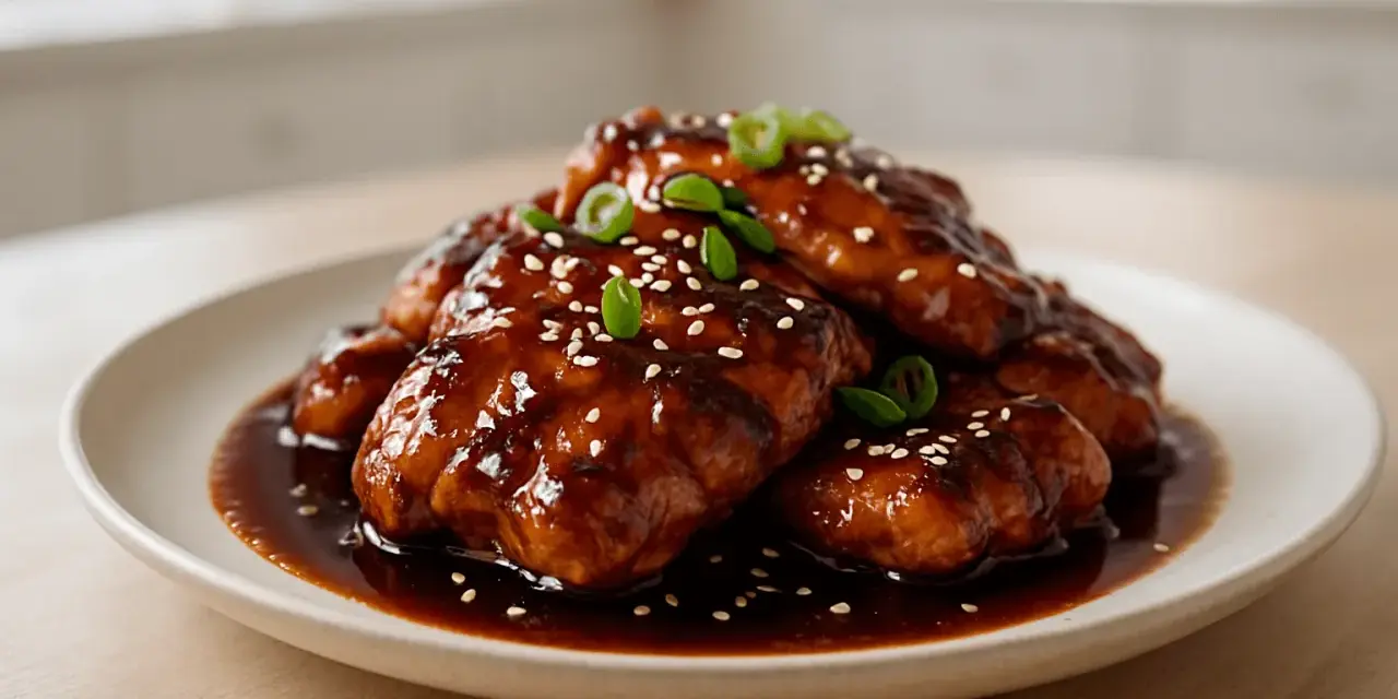 Pyszne kawałki kurczaka w sosie teriyaki, posypane sezamem i szczypiorkiem. Idealne do domowego sos teriyaki przepis.