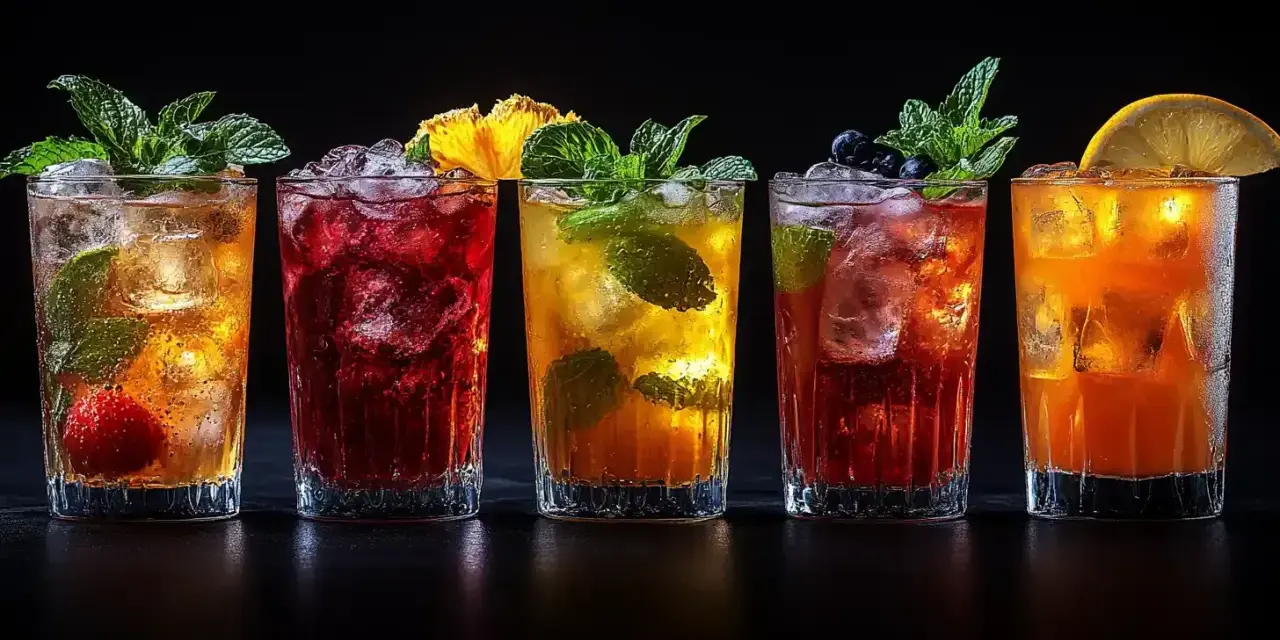 Pięć kolorowych, orzeźwiających drinków z lodem, owocami i miętą. Idealne na letnie wieczory, te popularne drinki kuszą smakiem.