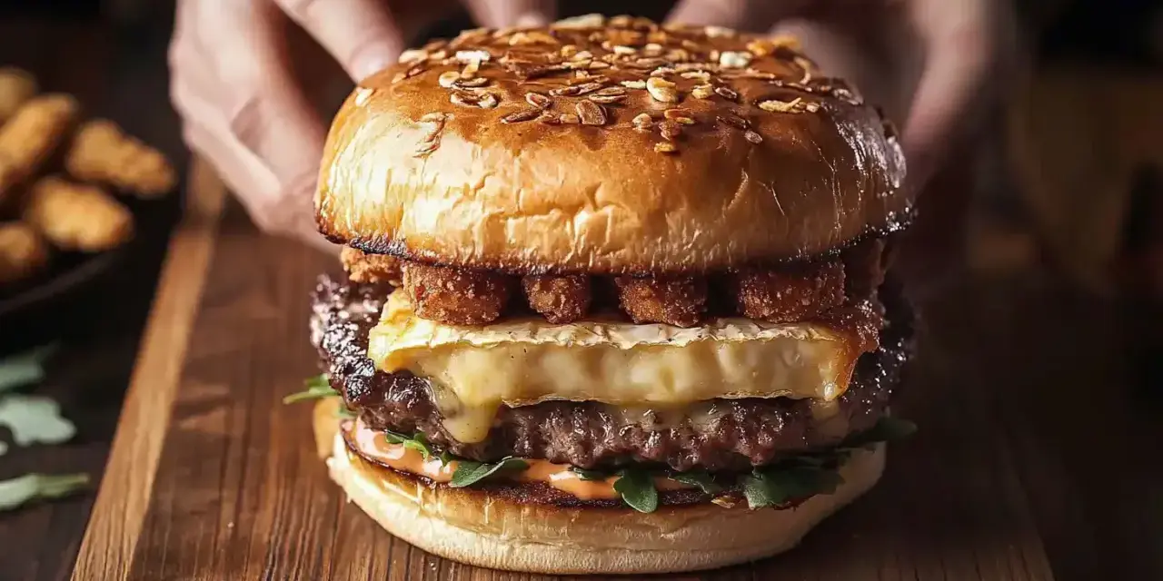 Pyszny cheeseburger z serem camembert i chrupiącymi dodatkami. Idealny, gdy zastanawiasz się, jak zrobić cheeseburgera z MC.