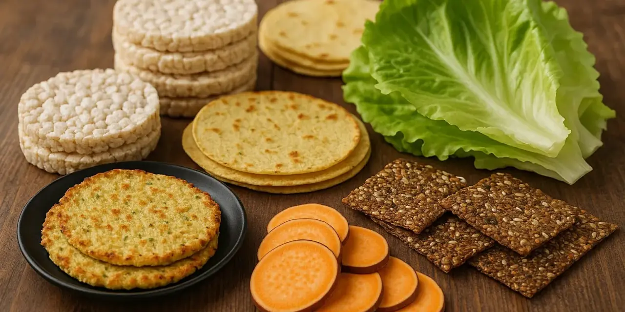 Chrupkie wafle ryżowe, tortille, placuszki, słodkie ziemniaki, sałata i pełnoziarniste krakersy – idealne propozycje co zamiast chleba.