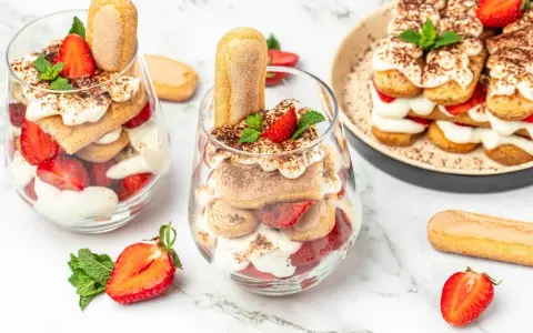 Pyszne tiramisu z truskawkami w pucharkach. Idealny pomysł, co zrobić z mascarpone na deser.