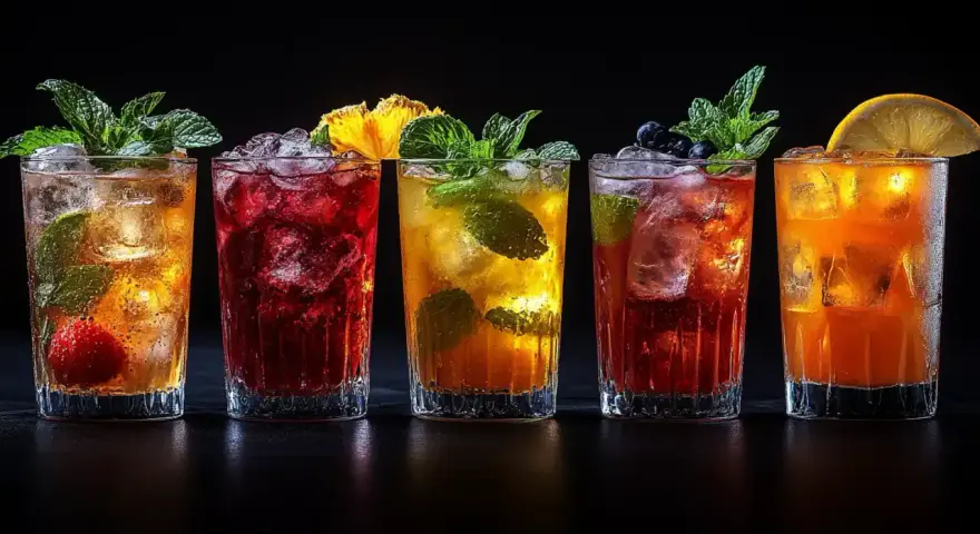 Pięć kolorowych, orzeźwiających drinków z lodem, owocami i miętą. Idealne na letnie wieczory, te popularne drinki kuszą smakiem.