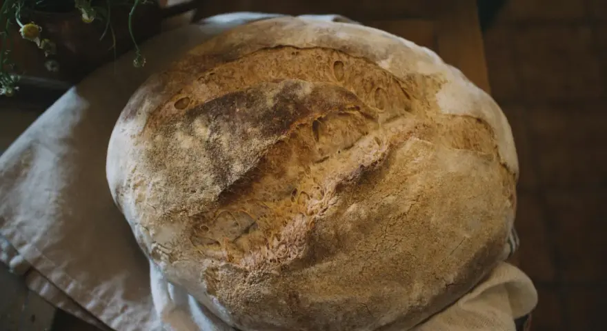 Pyszny, domowy chleb pieczony w piekarniku, z chrupiącą skórką. Idealny przepis na śniadanie.